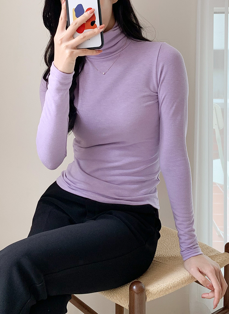 スリム長袖シンプルベーシック裏起毛ハイネックtシャツ春秋冬 トップス 長袖tシャツ Leehit リヒット ファッション総合通販 Dholic