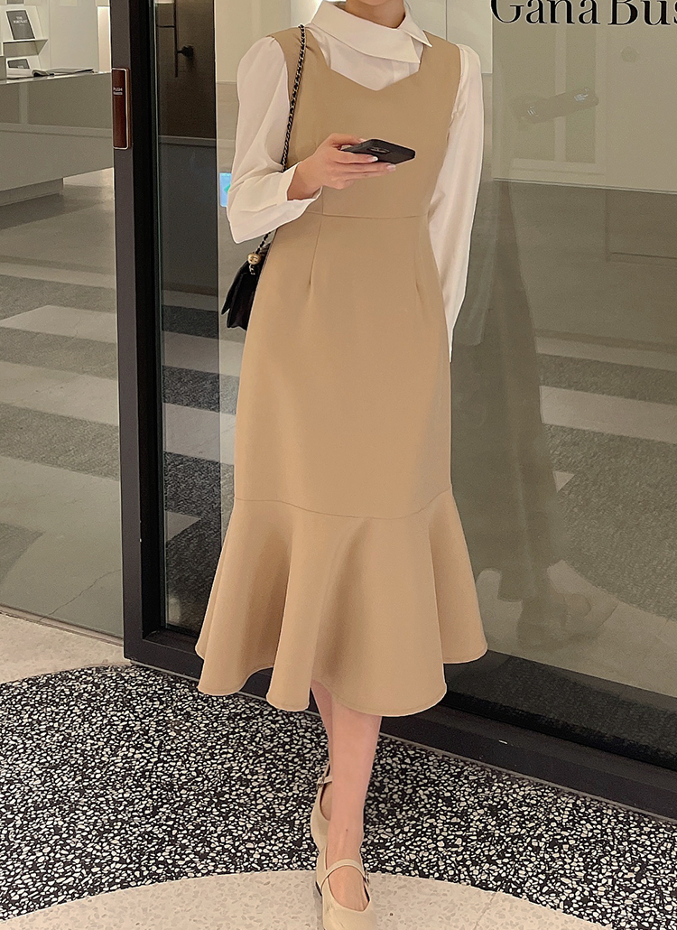 スリムダーツラインペンタゴンネックマーメイドラインワンピース春秋冬 ワンピース ロングワンピース Ririnco リリエンコ ファッション総合通販 Dholic