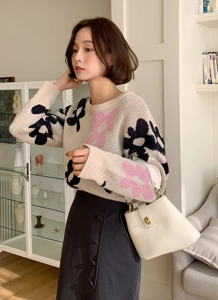 フラワーパターンニット・全5色 | DHOLIC | 詳細画像1