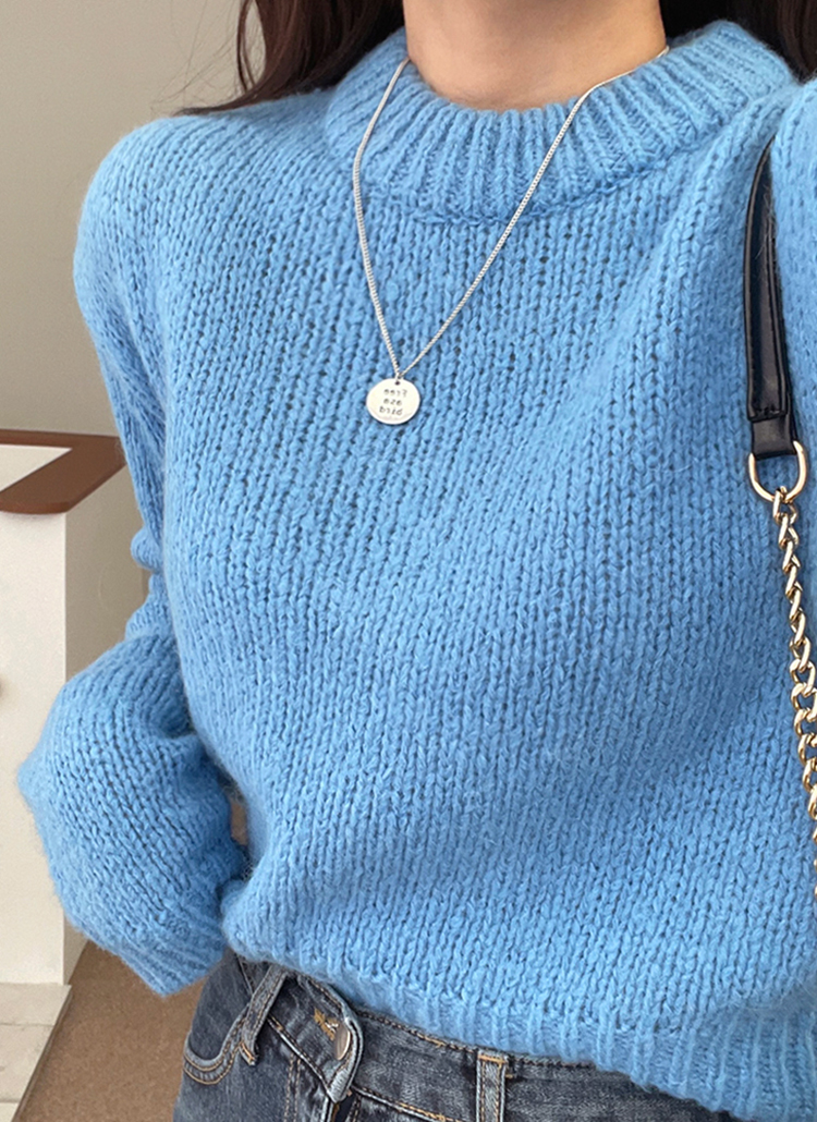 アンティークドール 水色ニット服(交渉中) セミクロップドニット(ブルー) | レディースファッション通販 - DHOLIC