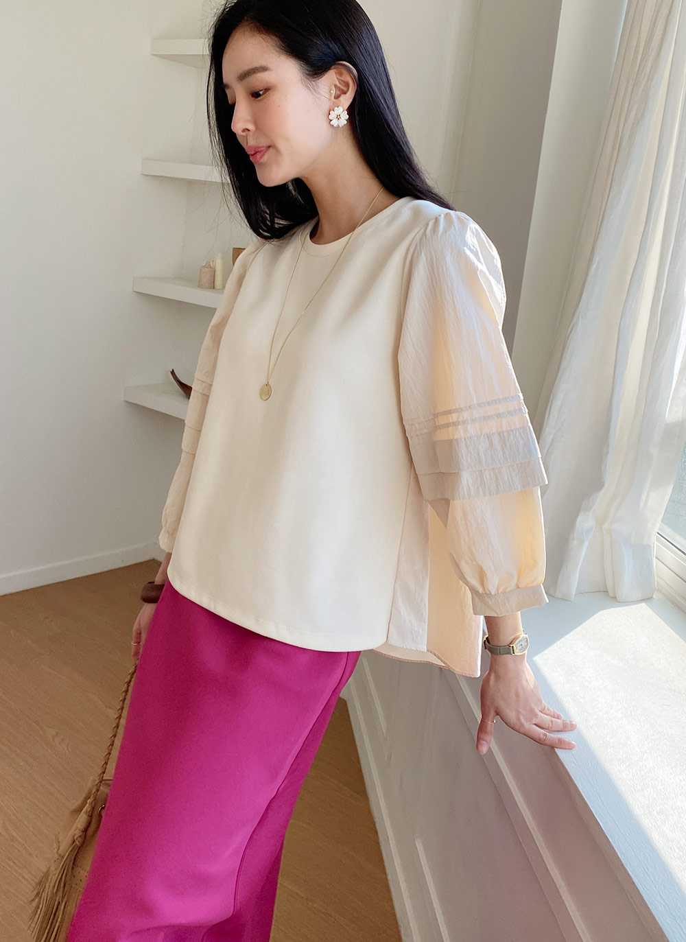 コントラストタックスリーブTシャツ・全3色 | DHOLIC | 詳細画像24