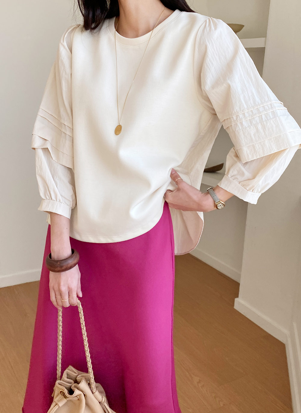 コントラストタックスリーブTシャツ・全3色 | DHOLIC | 詳細画像25