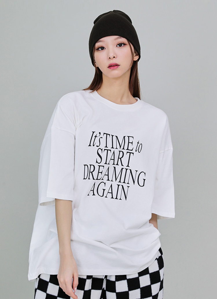 ルーズ英字プリントハーフスリーブtimeレタリング半袖tシャツ春秋冬 トップス 半袖tシャツ Overand オーバーアンド ファッション総合通販 Dholic