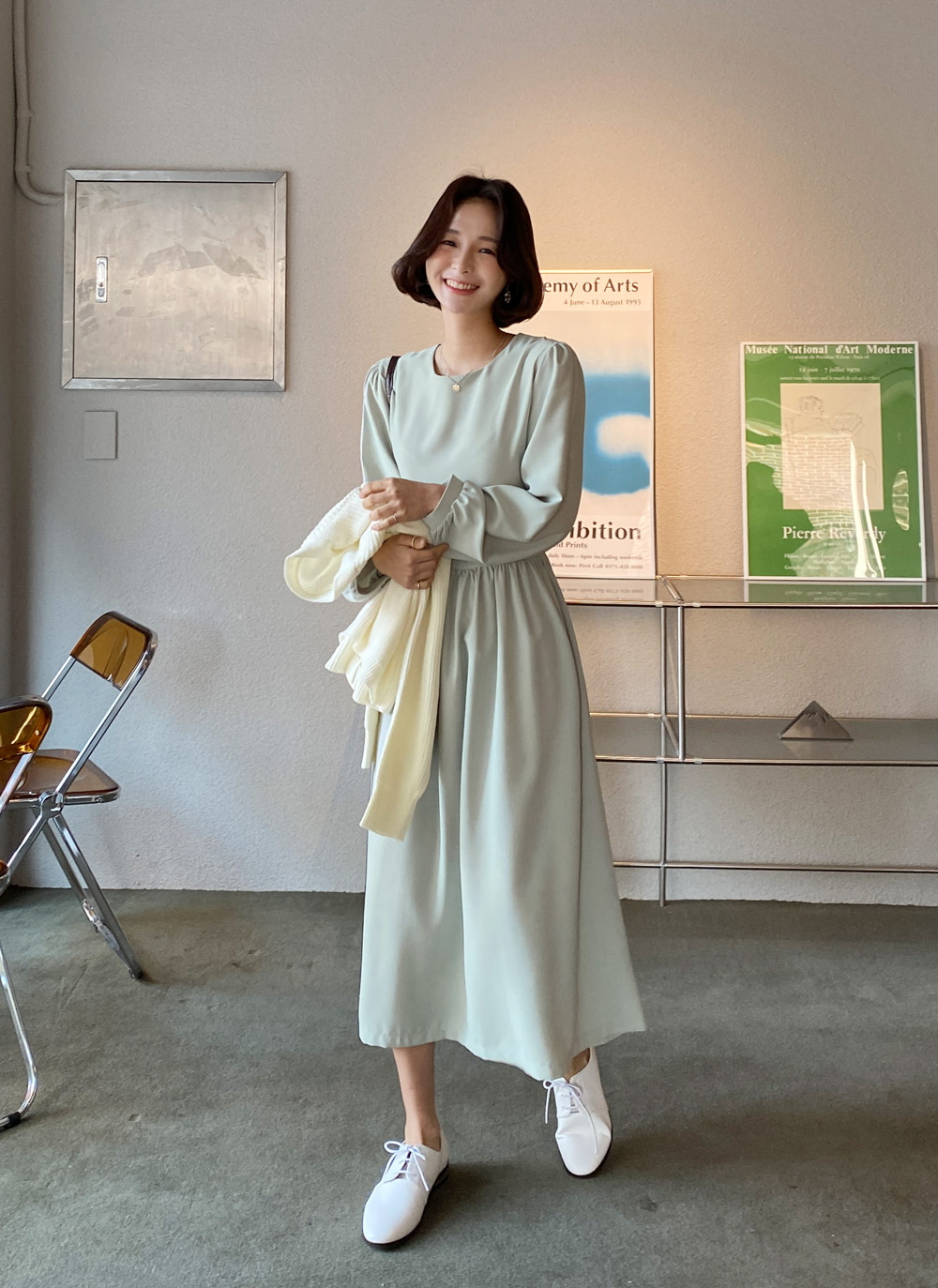 リボンラウンドロングワンピース・全3色 | レディースファッション通販