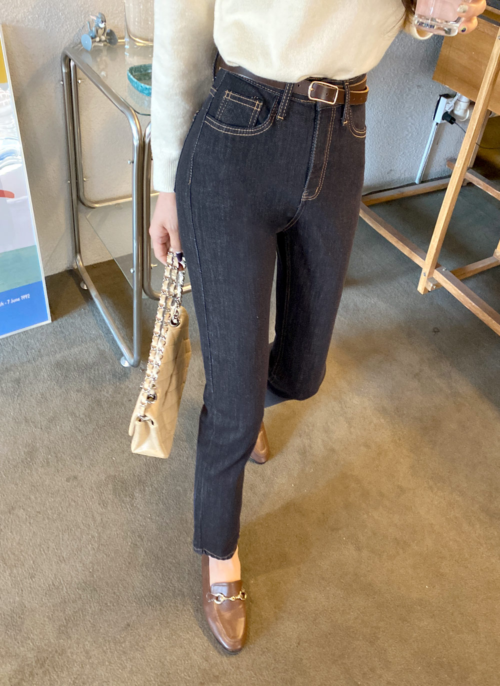 スリムストレートデニムパンツ・全1色 | レディースファッション