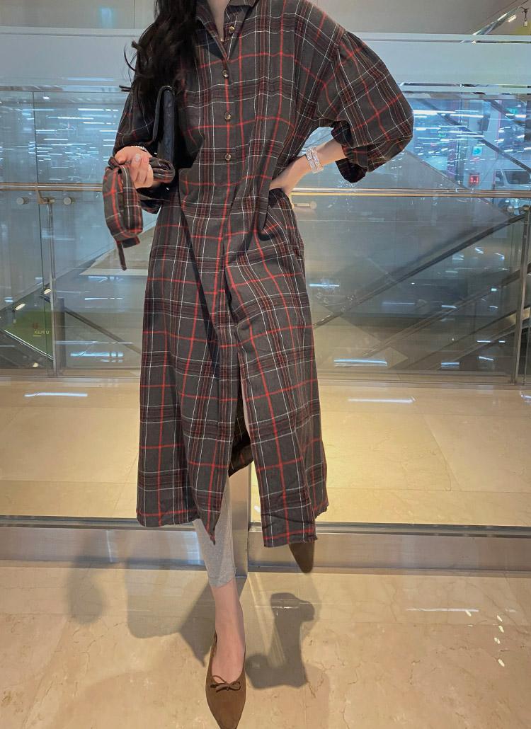 ストラップ付チェックシャツワンピースパターン襟春秋冬 ワンピース ロングワンピース Monicaroom モニカルーム ファッション総合通販 Dholic