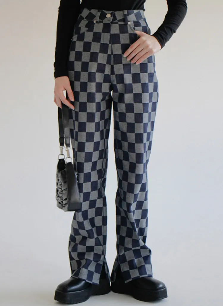 ブロックチェックデニムパンツ | レディースファッション通販 - DHOLIC 