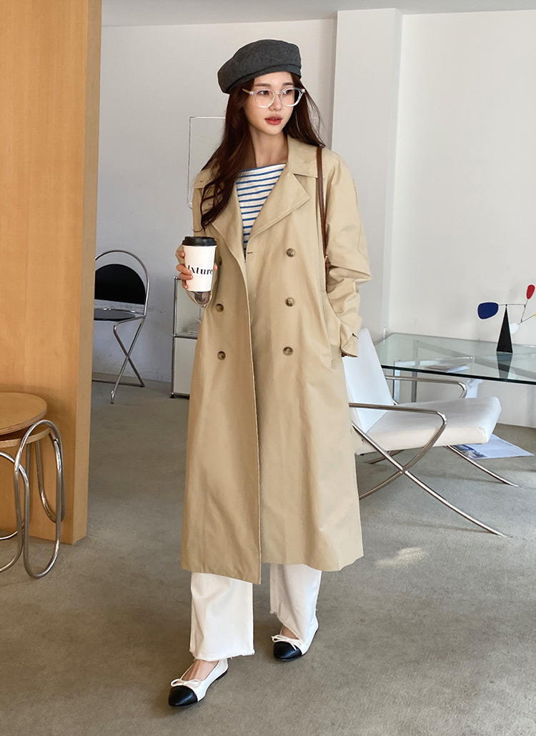 ストラップ付ダブルボタントレンチコート・全2色 | レディース