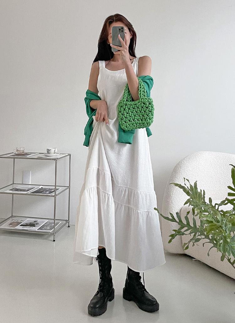 レイヤード重ね着ギャザーシャーリングスリーブレスティアードワンピース春夏秋冬 ワンピース ロングワンピース Dayday デイデイ ファッション総合通販 Dholic