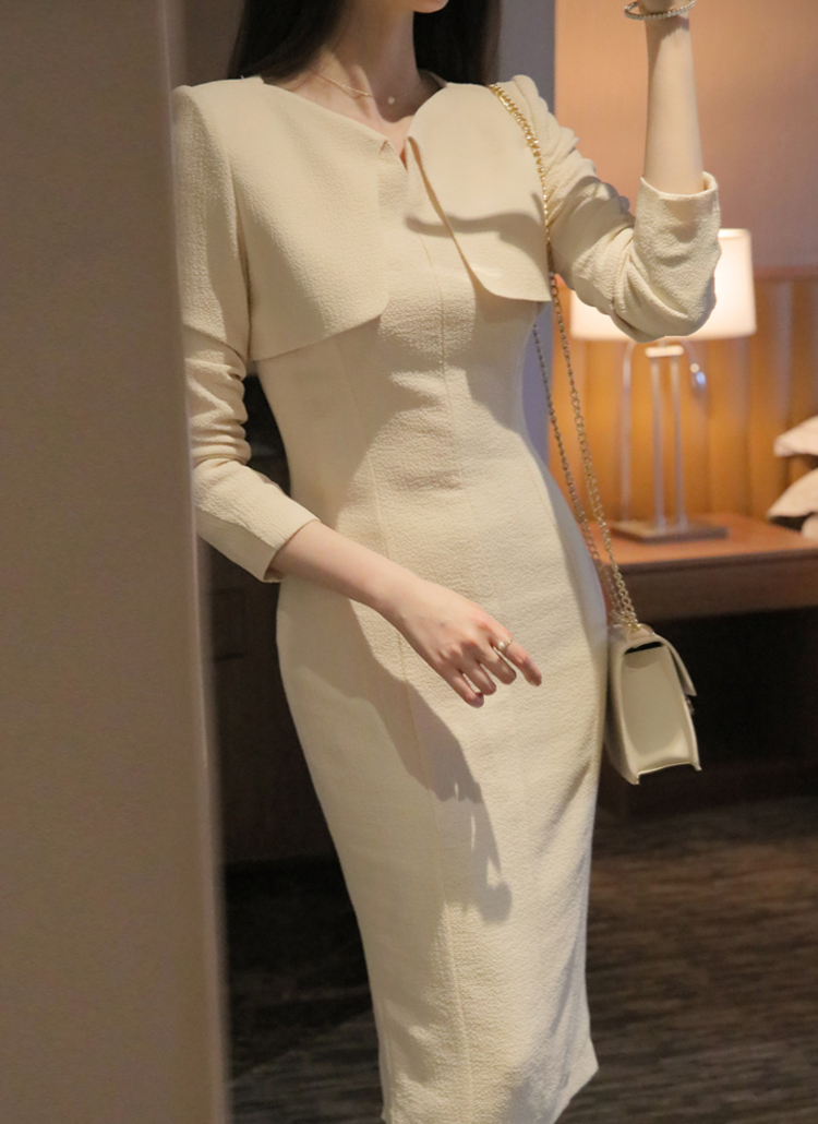 フラップカラースリムワンピーススリット無地ベーシックシンプル春秋冬 ワンピース ロングワンピース Timelady タイムレディ ファッション総合通販 Dholic