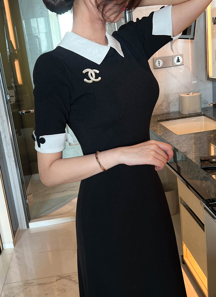 配色フレアニットワンピース襟カラーボタンロング女子会お呼ばれ春秋冬 ワンピース ロングワンピース Minagram ミナグラム ファッション総合通販 Dholic