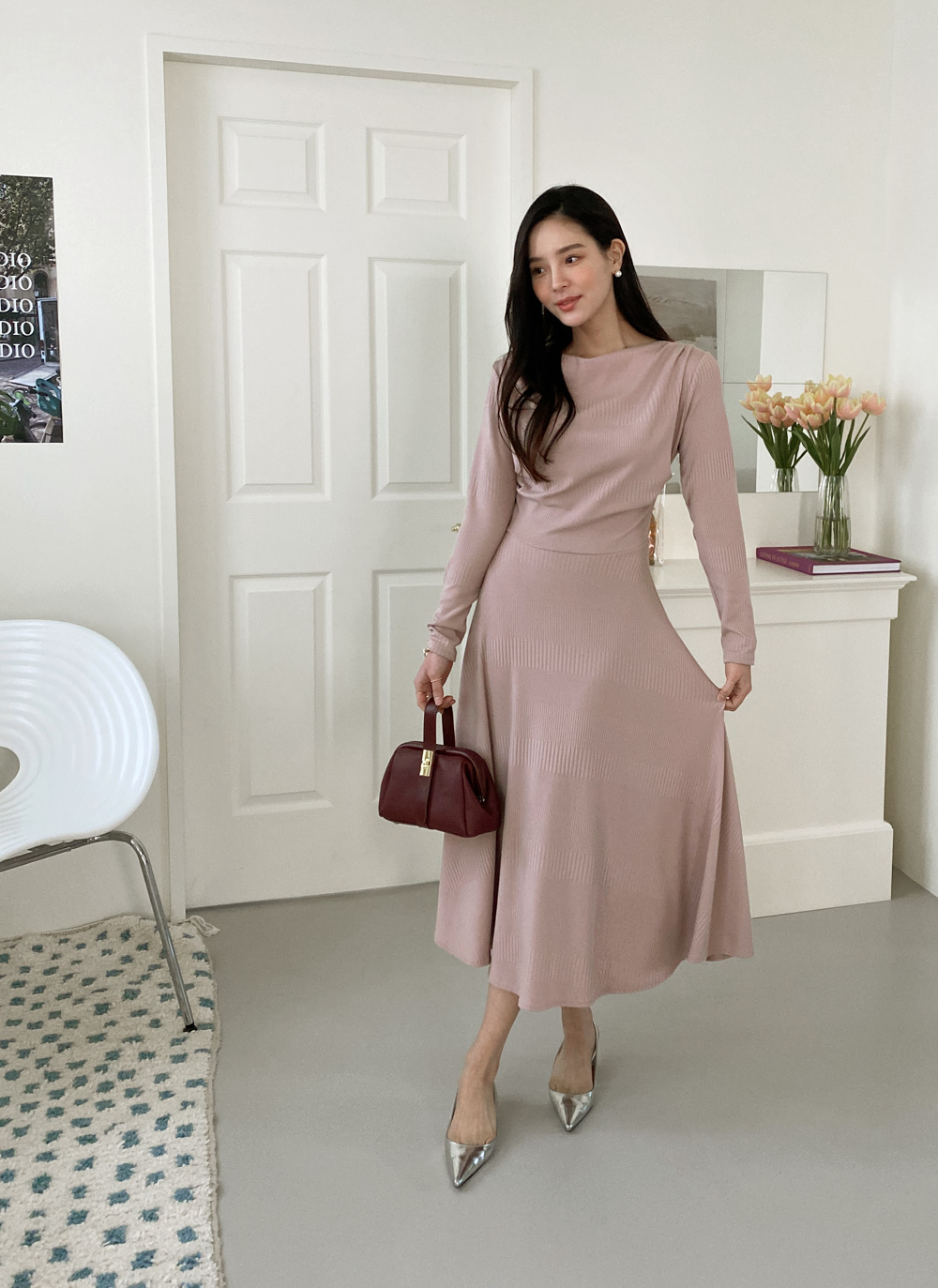 ドレープボートネックワンピース・全2色 | レディースファッション通販