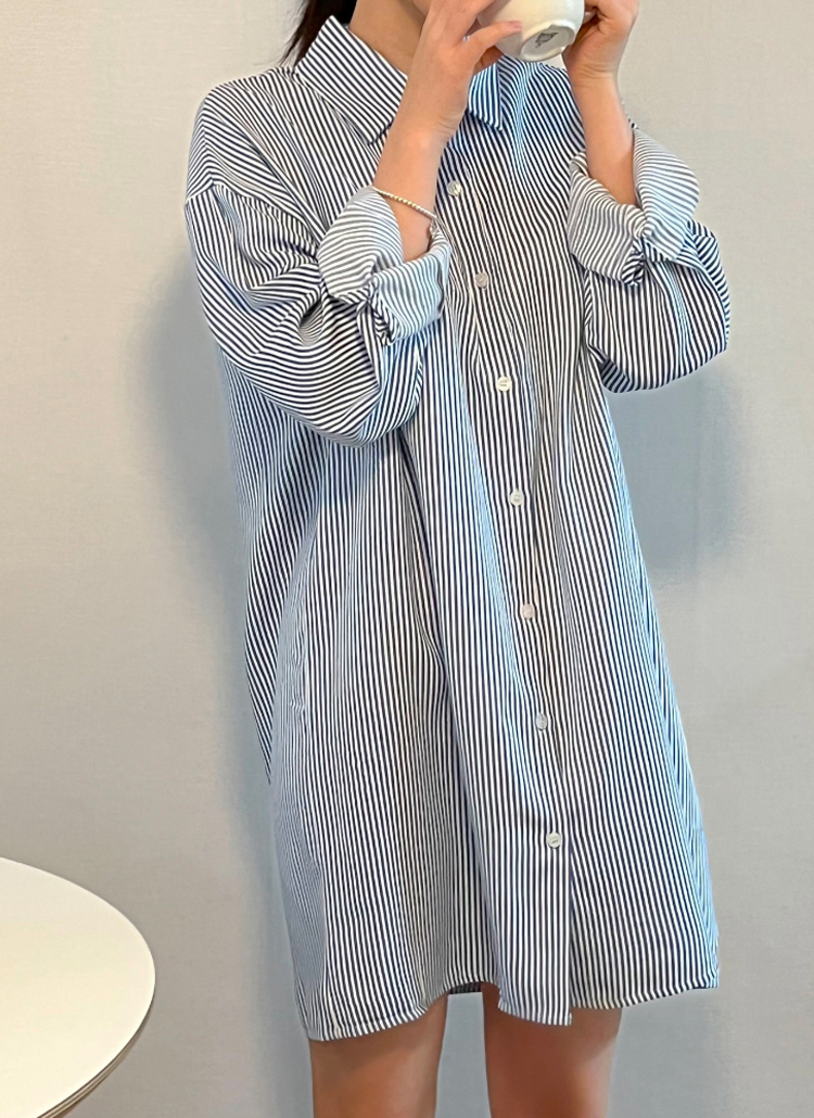 ベーシックシンプルオーバーストライプシャツワンピース春秋冬 ワンピース ミニワンピース Ciols シオルス ファッション総合通販 Dholic