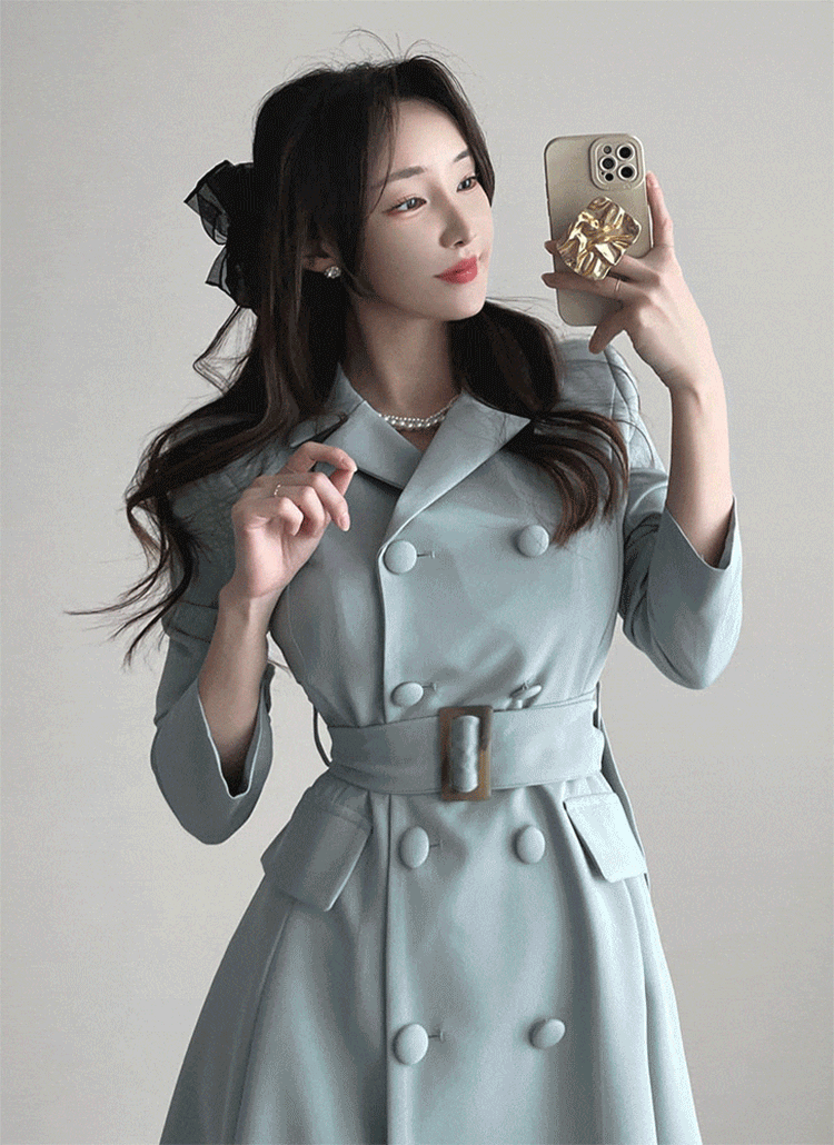 ロングテーラードカラーベルトsetダブルボタンコート風ワンピース春秋冬 ワンピース ロングワンピース Ganadaran ガナダラン ファッション総合通販 Dholic