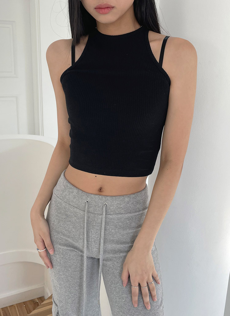 スリムクロップドリブアメリカンスリーブレス春夏秋冬 トップス ノースリーブ Simplymood シンプリームード ファッション総合通販 Dholic