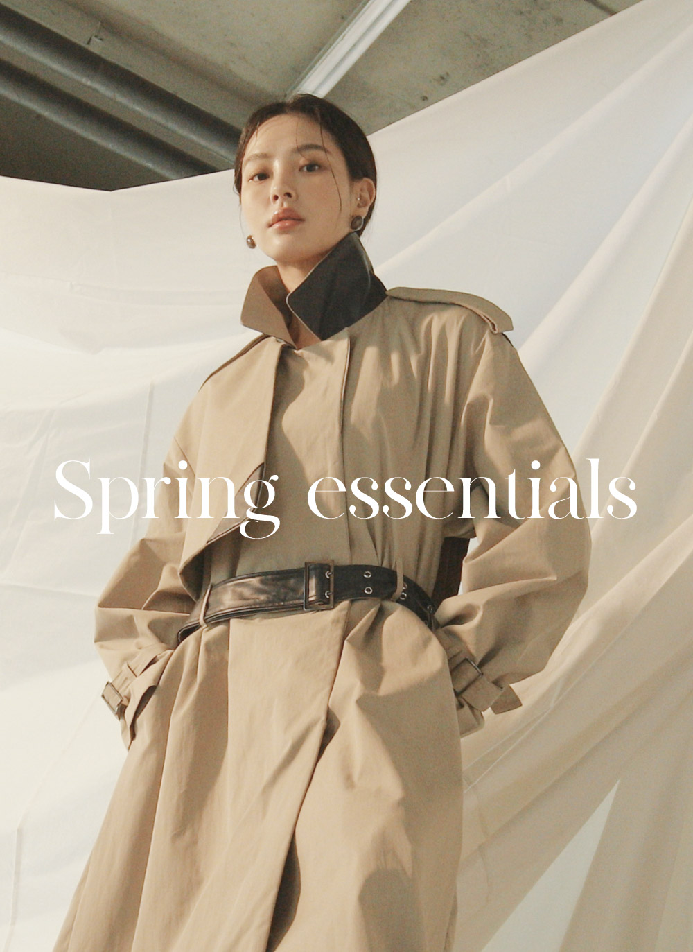 ベルト付バックプリーツトレンチコート・全2色 | レディース
