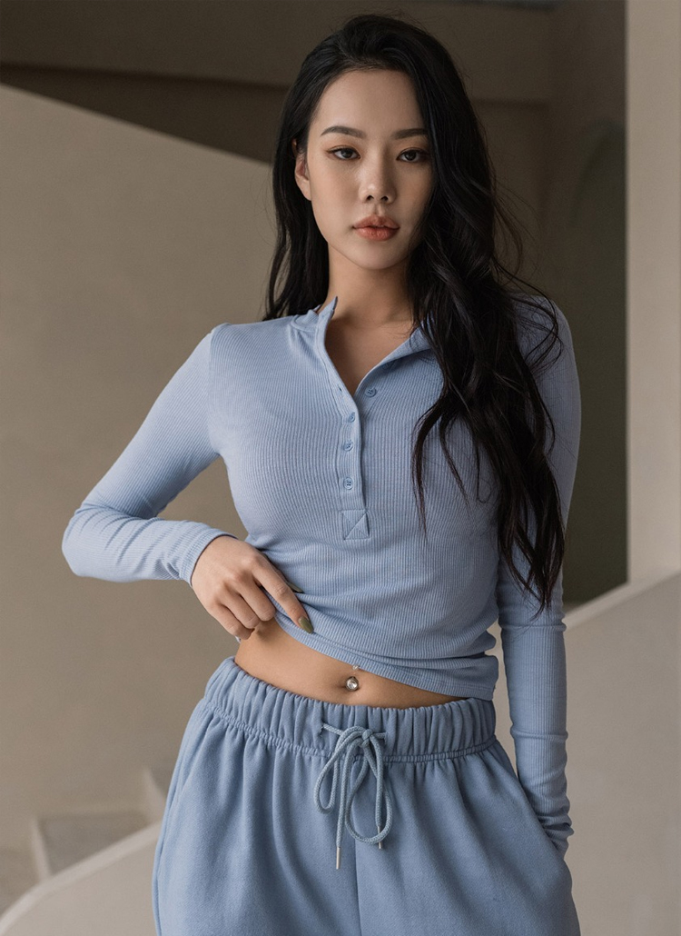 ヘンリーネックtシャツ スカイブルー レディースファッション通販 Dholic 公式