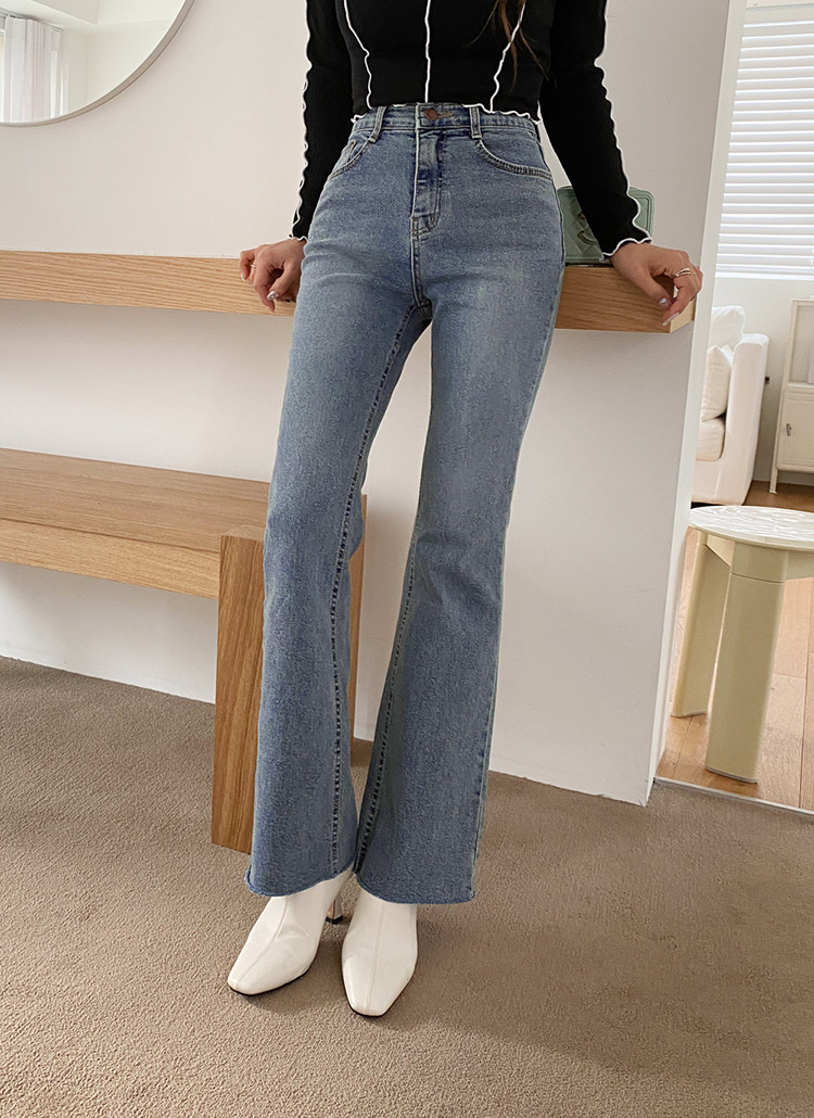 シンプルベーシックカットオフヘムカットフレアブーツカットロングデニムパンツ春秋冬 デニムパンツ デニム Dholic Ladies ディーホリックレディース ファッション総合通販 Dholic