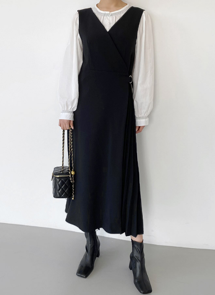 Donna Karan ラップスタイルプリーツワンピース サイドプリーツラップワンピース | レディースファッション通販
