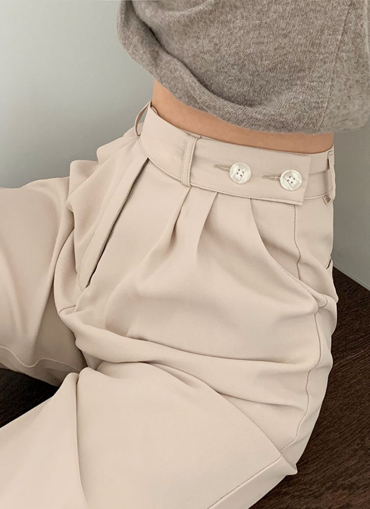 ウエストボタンピンタックスラックスパンツ レディースファッション通販 Dholic