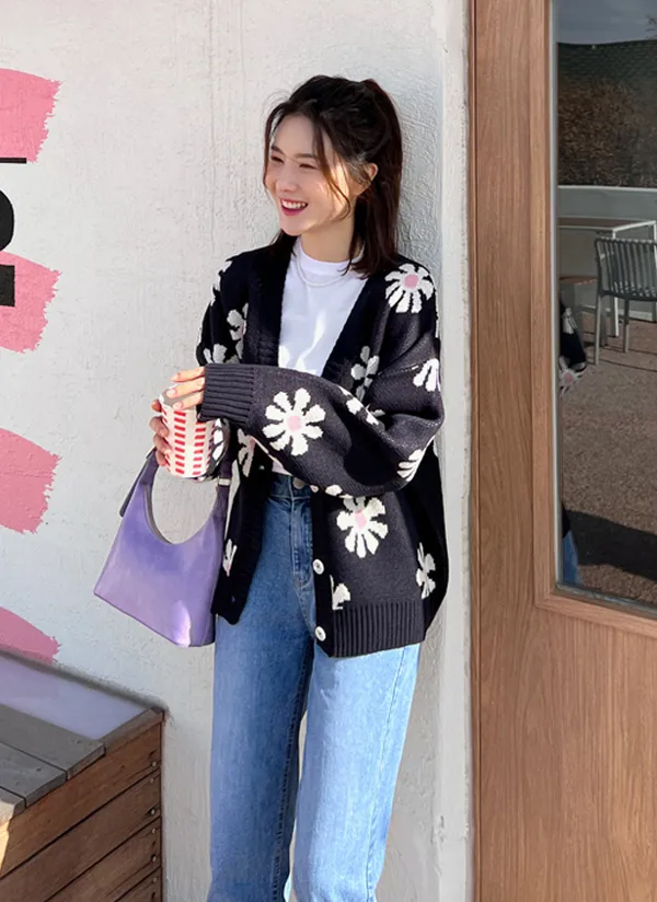フラワーニットカーディガン | レディースファッション通販 - DHOLIC 