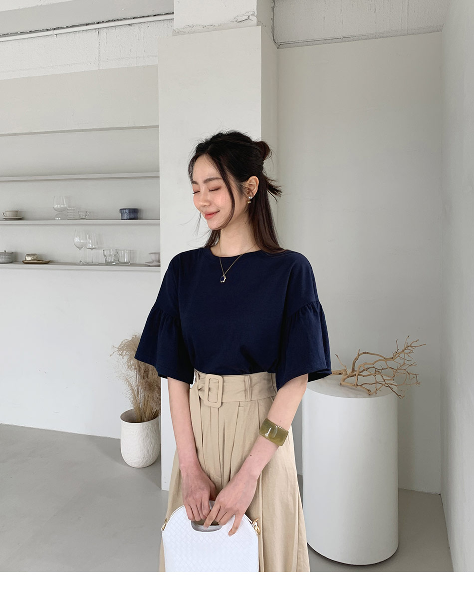 tシャツ フレアスリーブTシャツ レディース 自由区 tシャツ 「XSサイズ〜/洗える」ストレッチシャーティング
