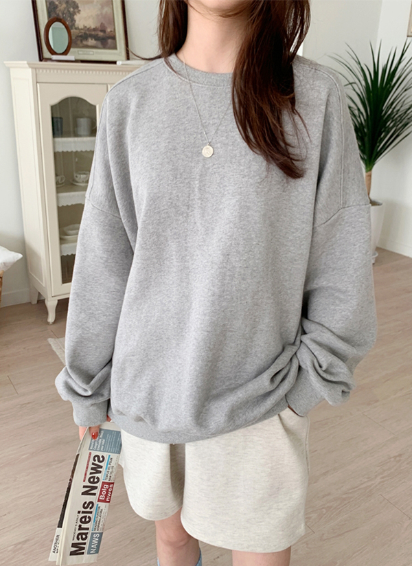 ラウンドネックルーズベーシックシンプルドロップショルダースウェット春秋冬 トップス スウェット 66girls 66ガールズ ファッション総合通販 Dholic