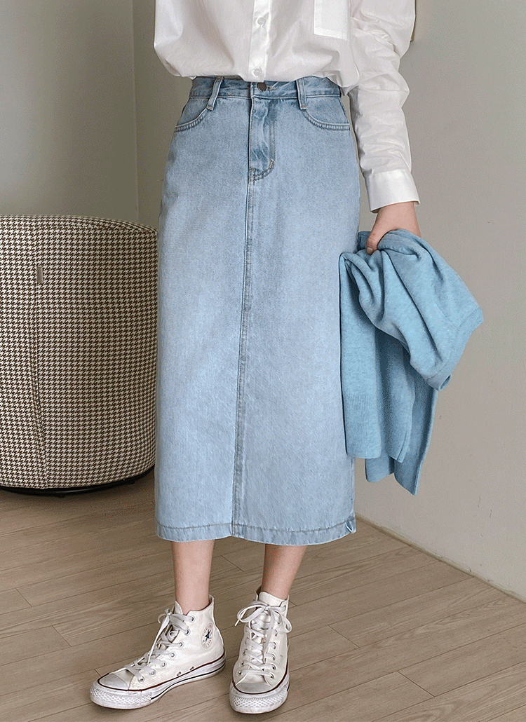 ツーポケットhラインコットンバックスリットデニムスカート春夏秋冬 スカート デニムスカート Realcoco リアルココ ファッション総合通販 Dholic