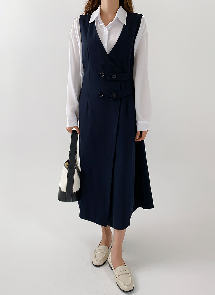 ノースリーブスリーブレスフレアウエストボタンvネックワンピース春秋冬 ワンピース ロングワンピース Giveu ギブユー ファッション総合通販 Dholic