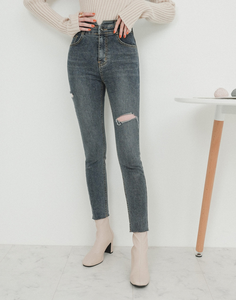 front cut-off denim | 詳細画像9