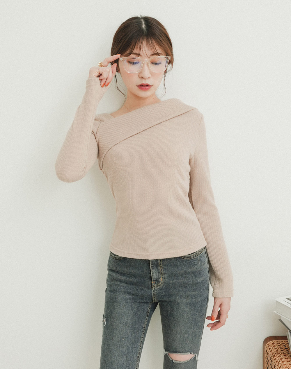 unbalance neck T-shirt | 詳細画像4
