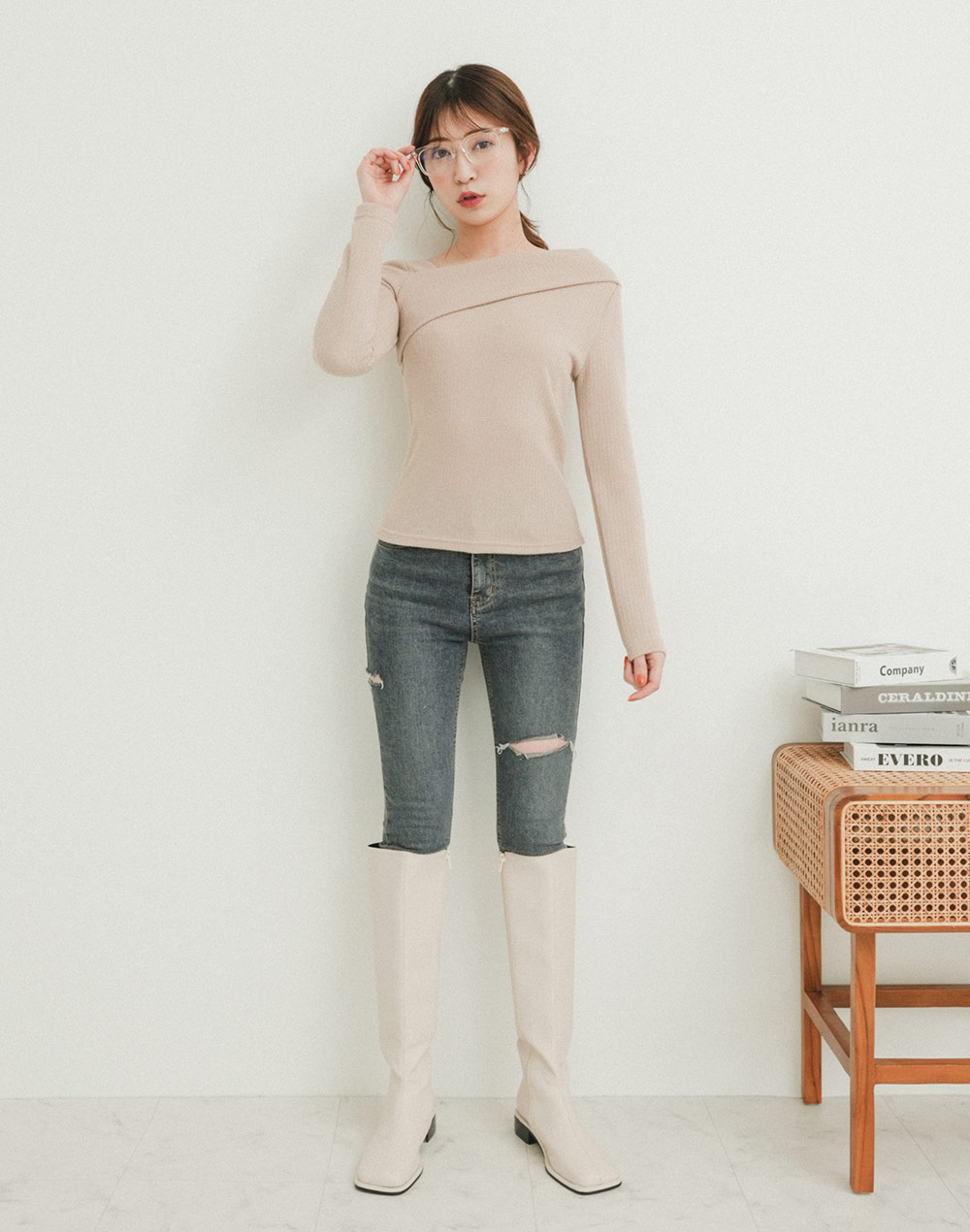 unbalance neck T-shirt | 詳細画像14