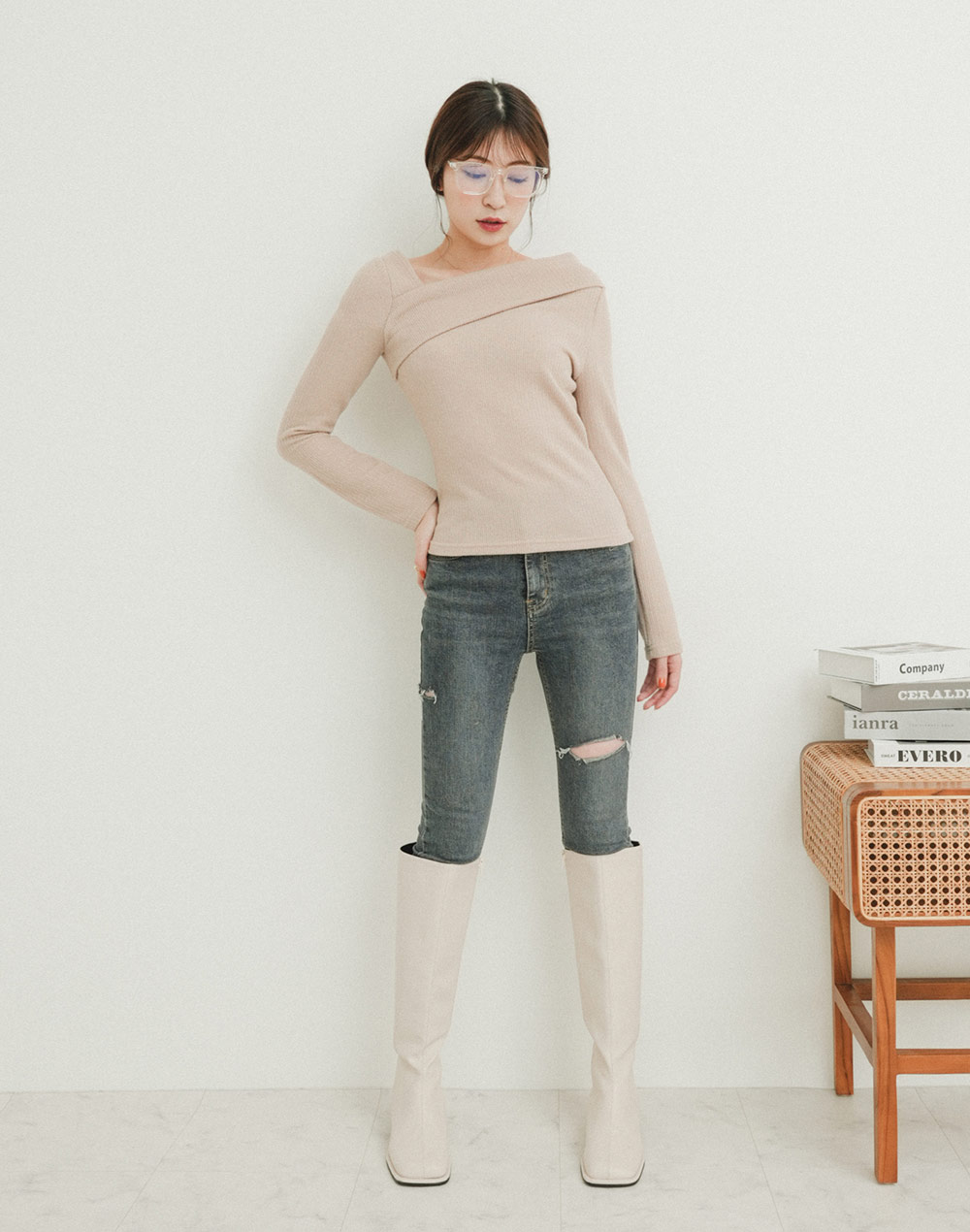 unbalance neck T-shirt | 詳細画像15