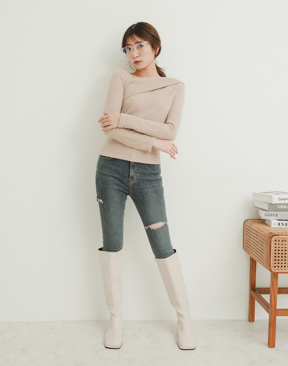 unbalance neck T-shirt | 詳細画像17