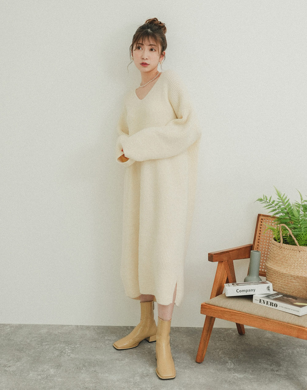 Vneck knit onepiece | 詳細画像2