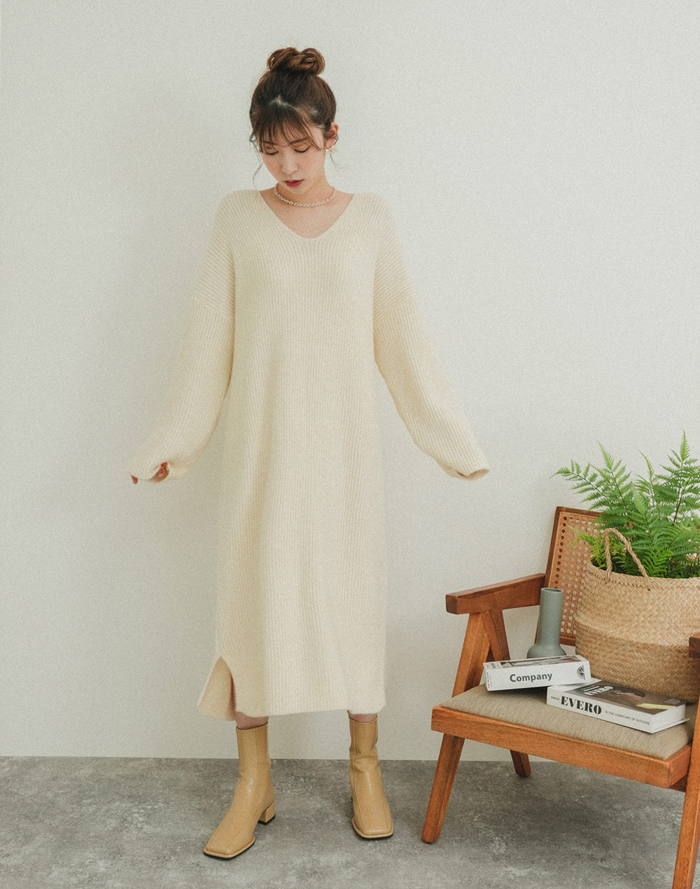 Vneck knit onepiece | 詳細画像4