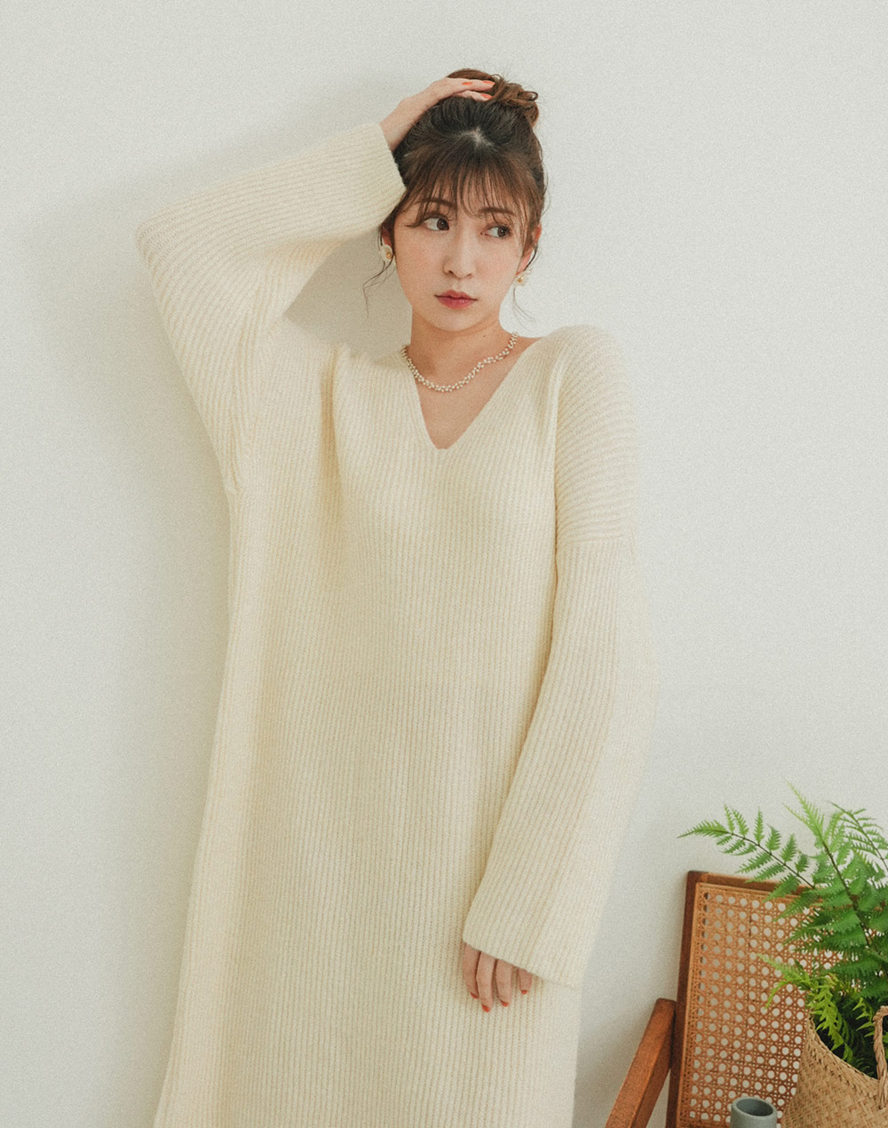 Vneck knit onepiece | 詳細画像11