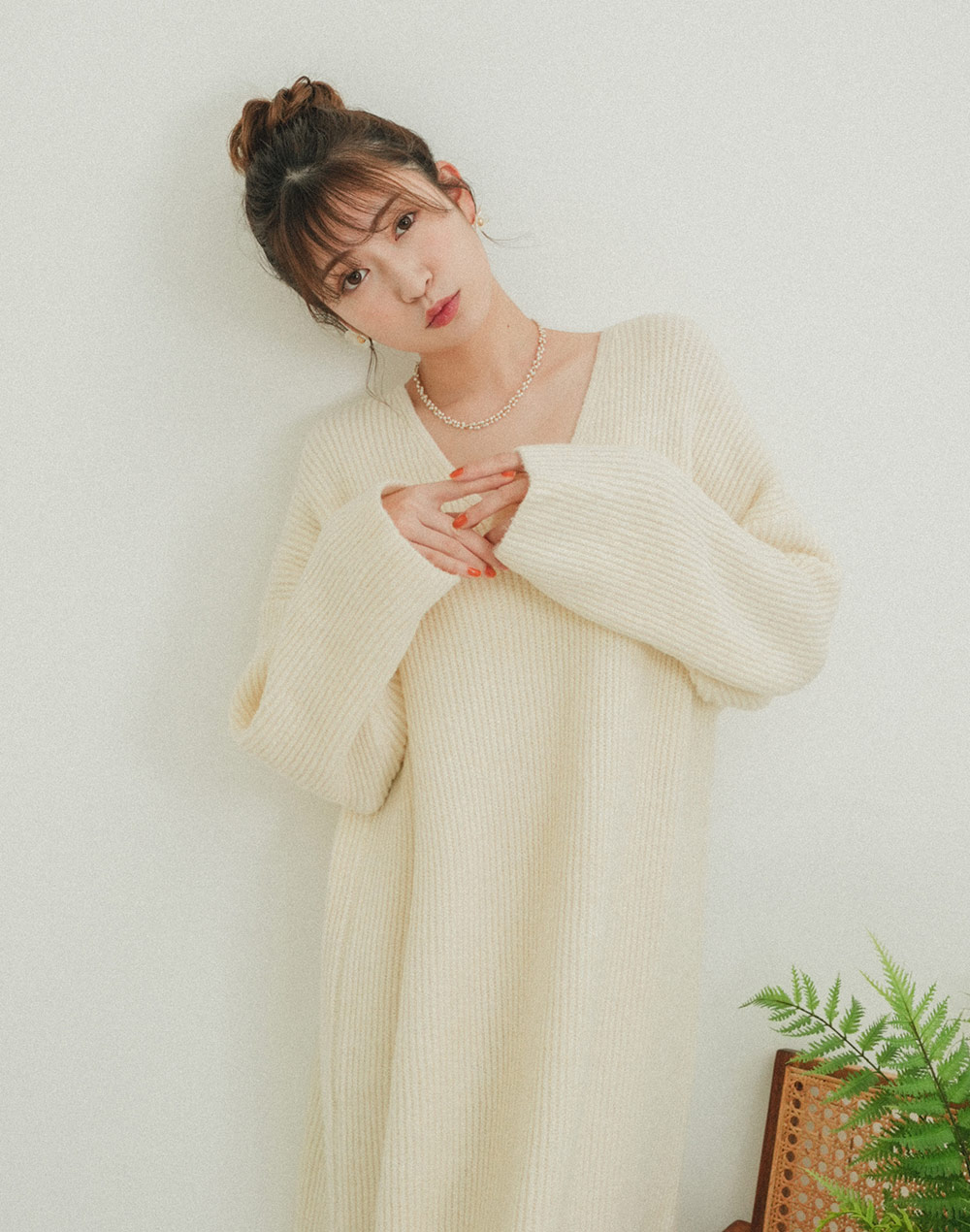 Vneck knit onepiece | 詳細画像13