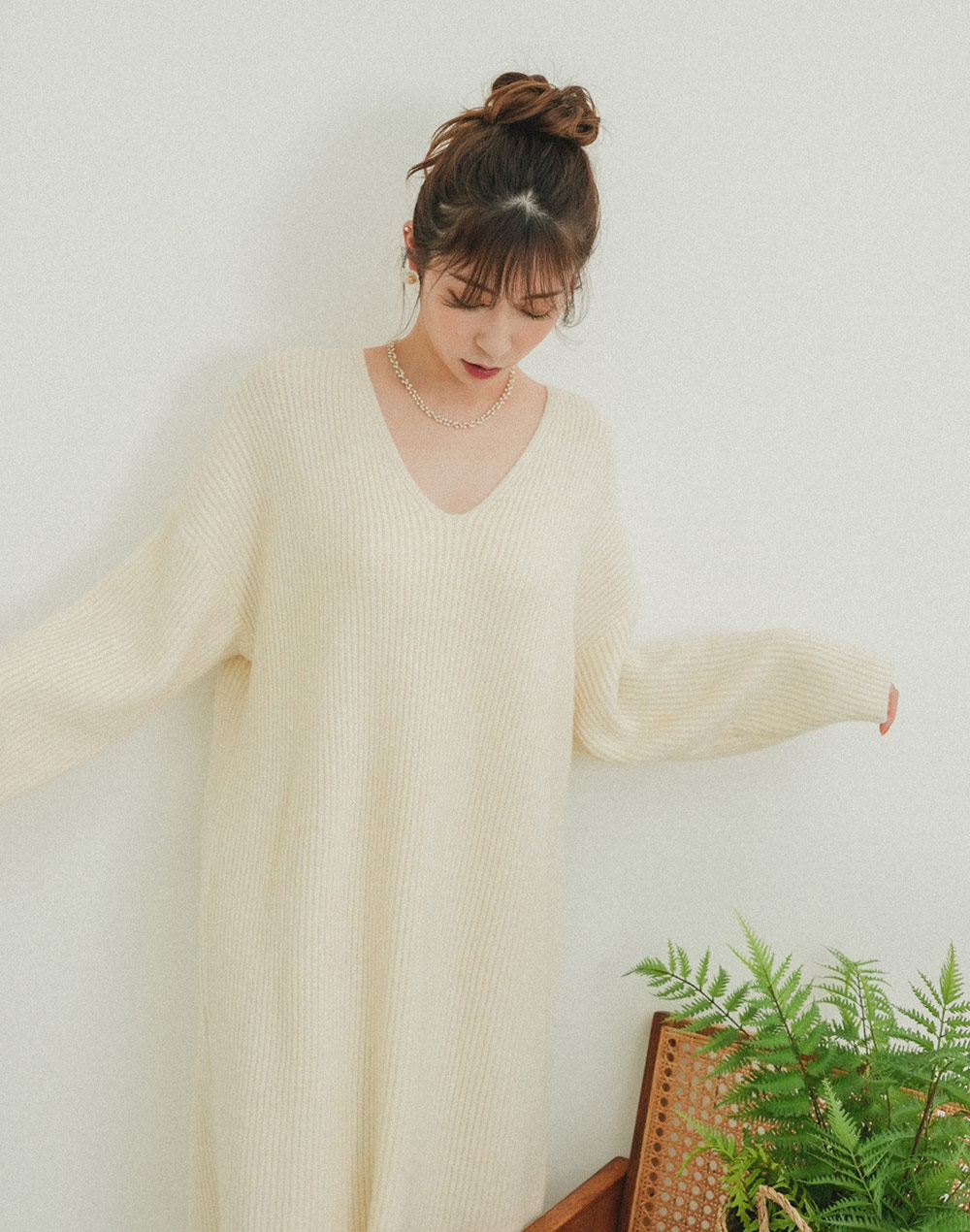 Vneck knit onepiece | 詳細画像14