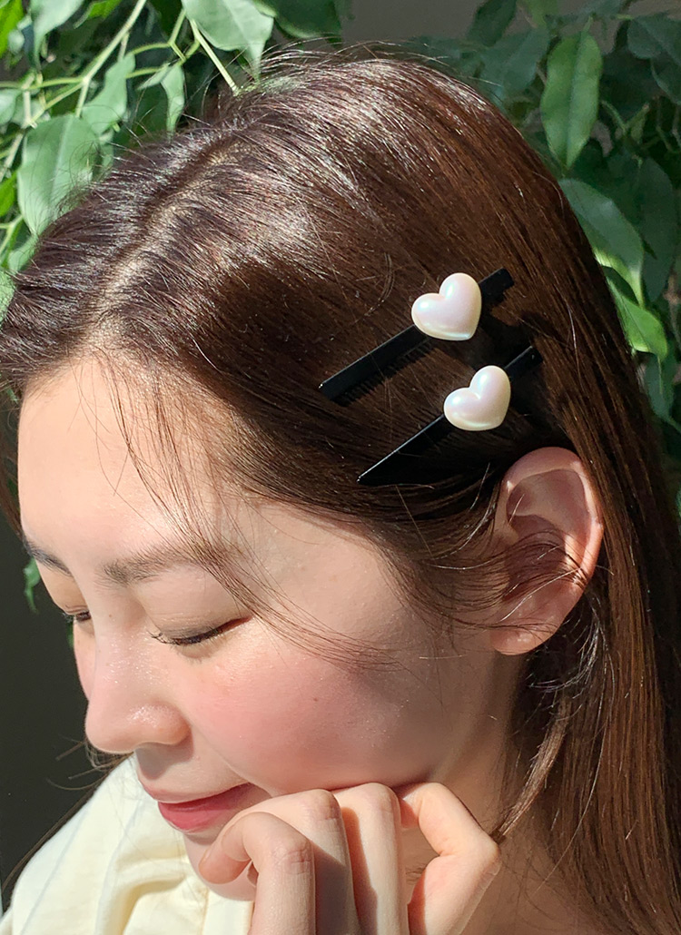 パール調ハートヘアクリップ2set 全1色 D アクセサリー ヘアアクセサリー レディースファッション通販 Dholic ディーホリック