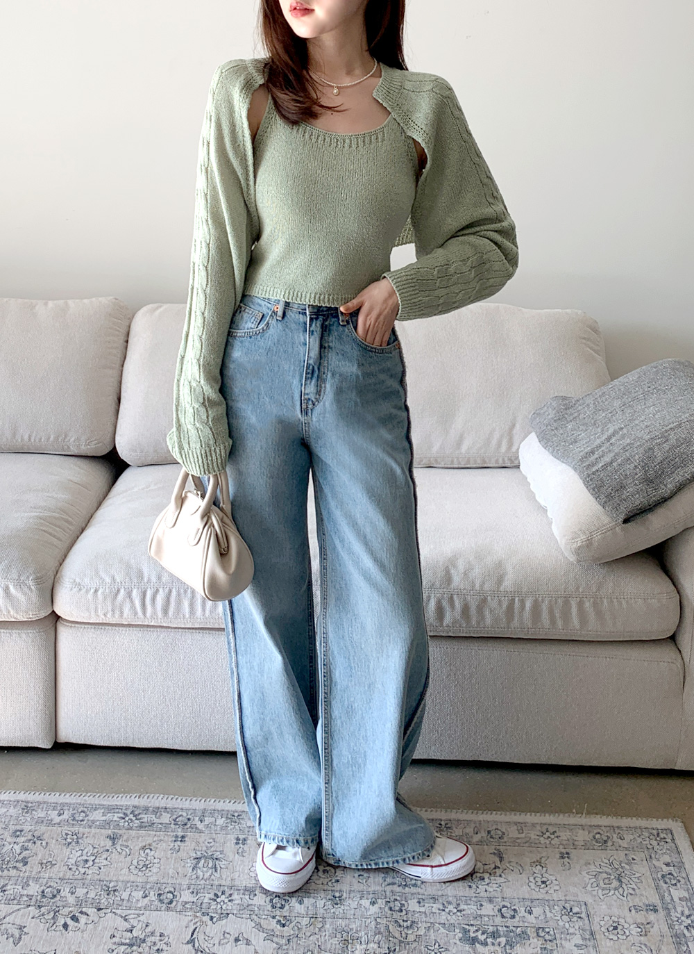 ニットノースリーブ&クロップドカーディガンSET・全5色 | DHOLIC | 詳細画像13