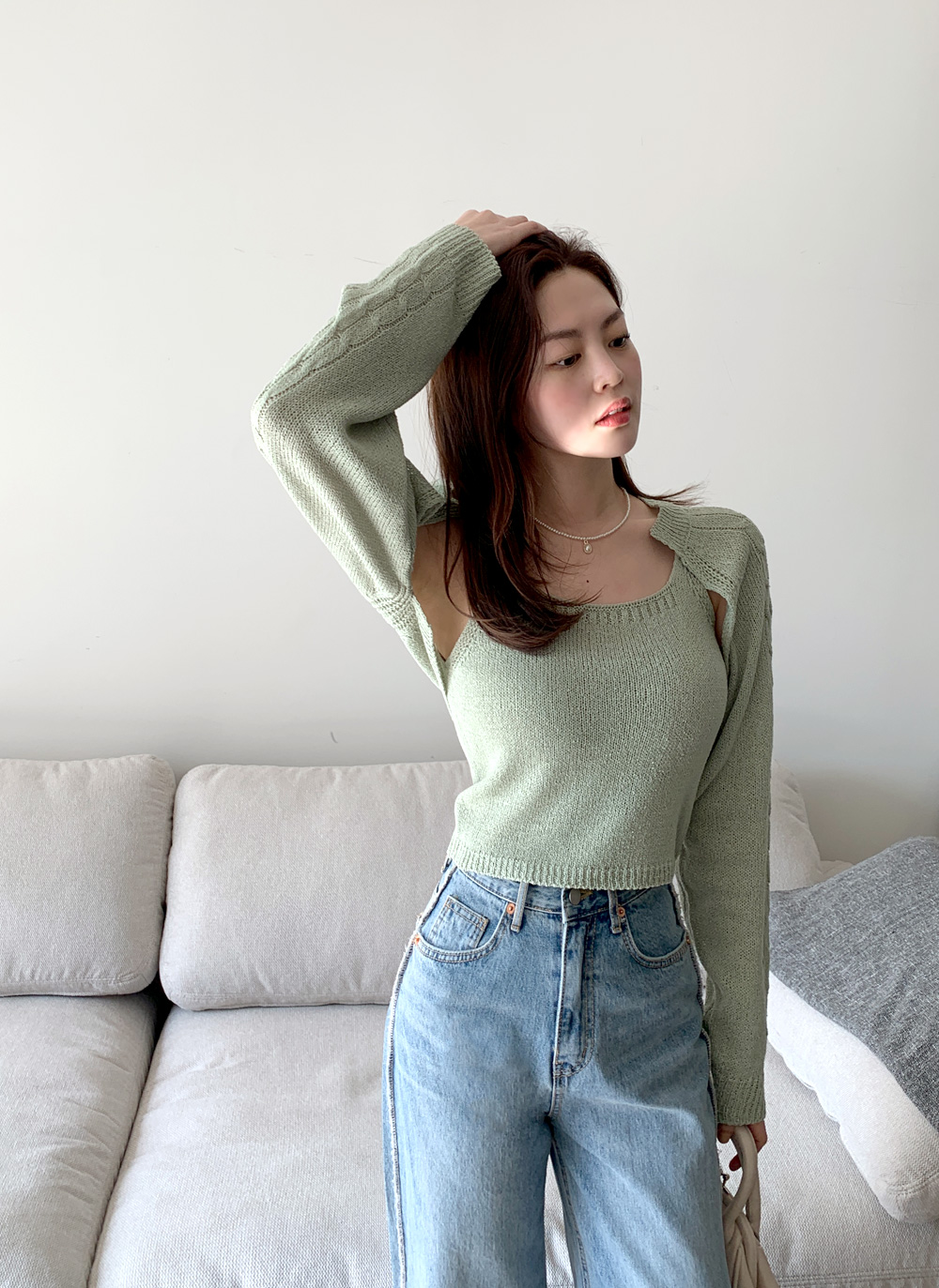 ニットノースリーブ&クロップドカーディガンSET・全5色 | DHOLIC | 詳細画像17