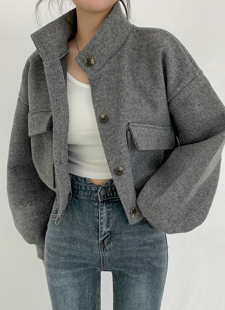 ハイネックフラップポケットジャケット | レディースファッション通販