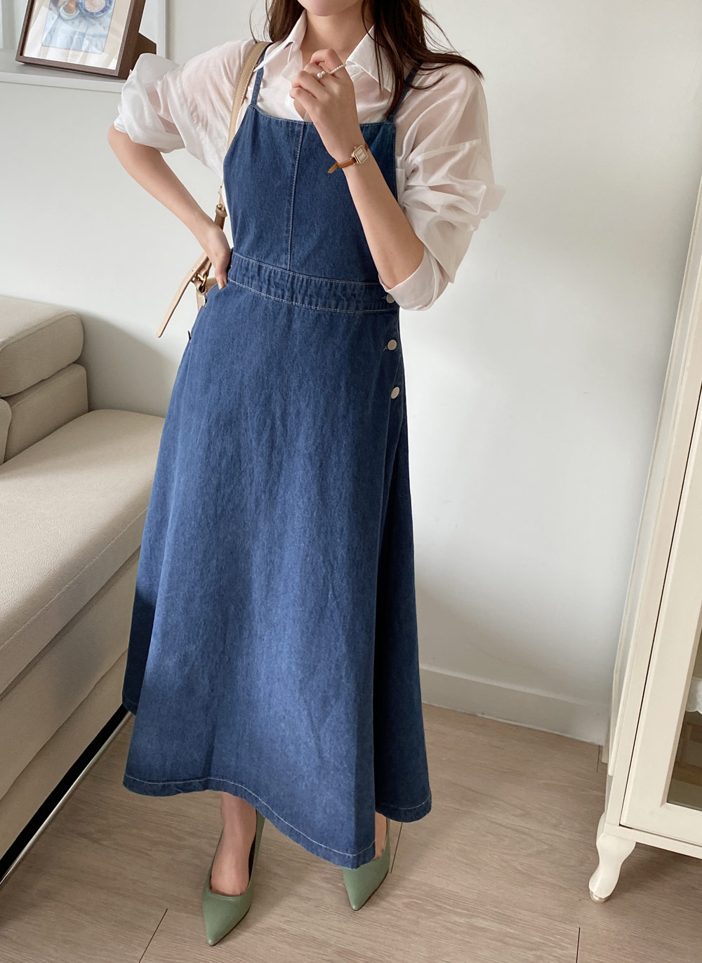 Bershka｜デニムキャミワンピ ロング丈 スリムシルエット 脚長 楽天市場】デニム キャミワンピ ロング丈 ジャンパースカート