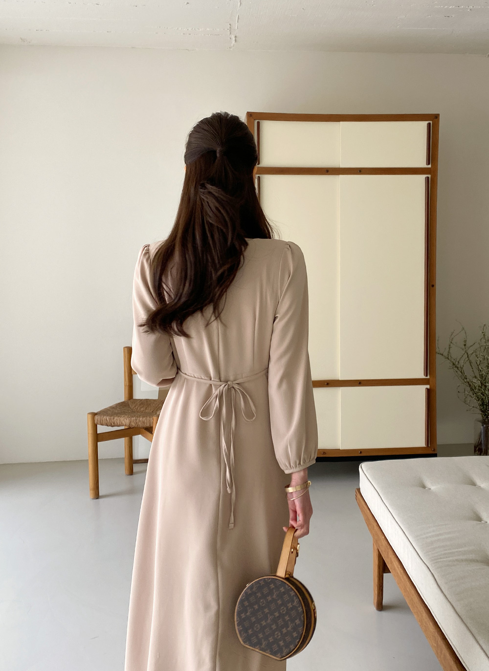 パフスリーブフレアリボンワンピース・全4色 | レディースファッション