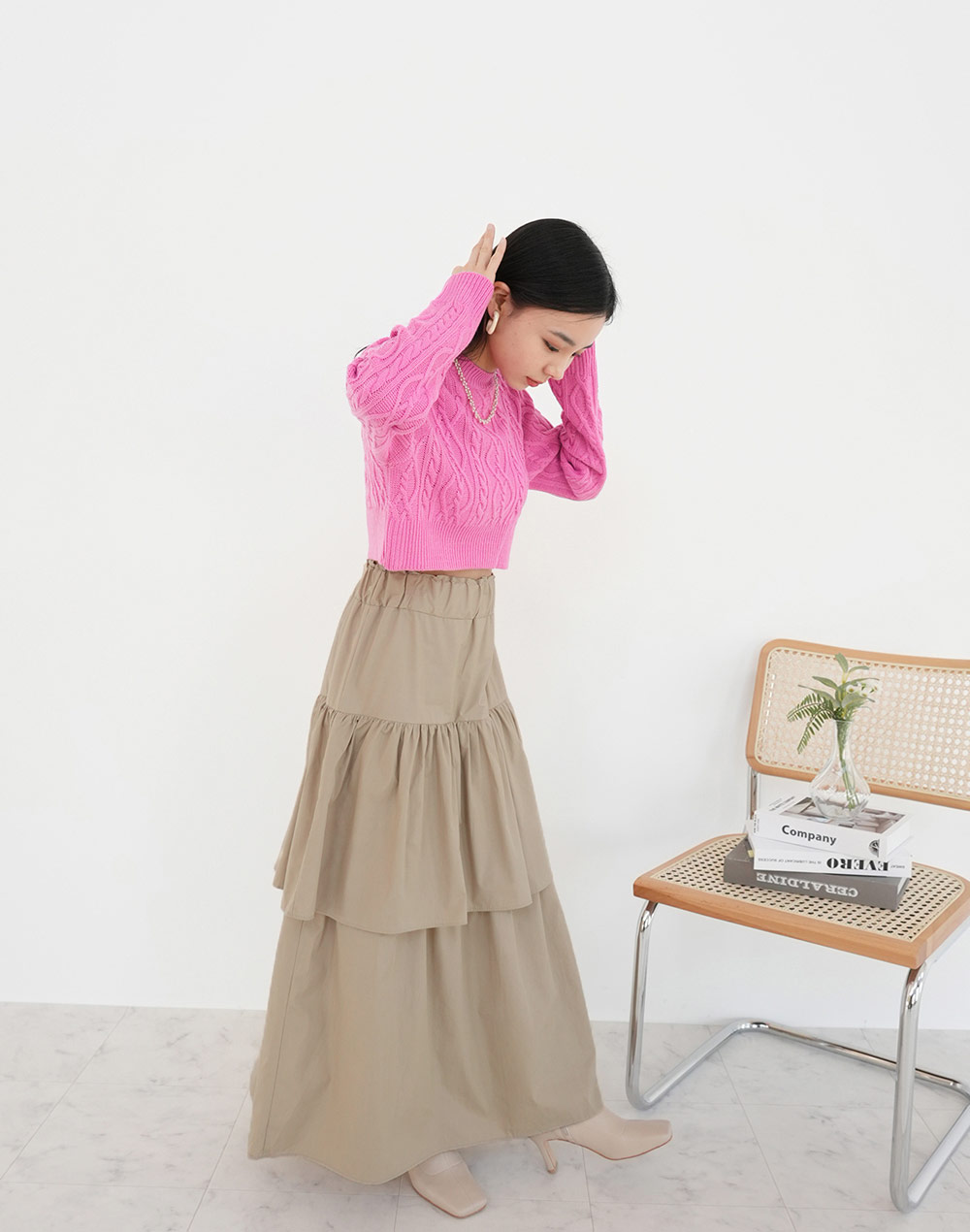 2段フリルロングティアードスカート | レディースファッション