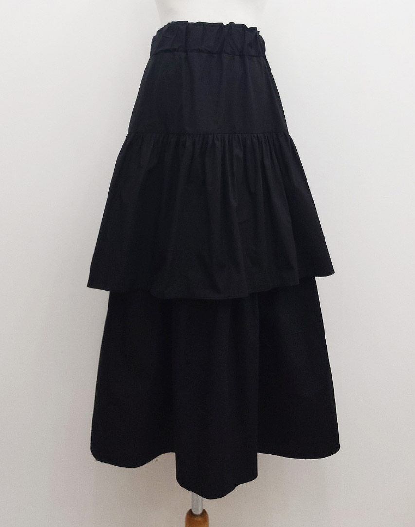 1回のみ着用✩黒フレアスカート 2段フリル