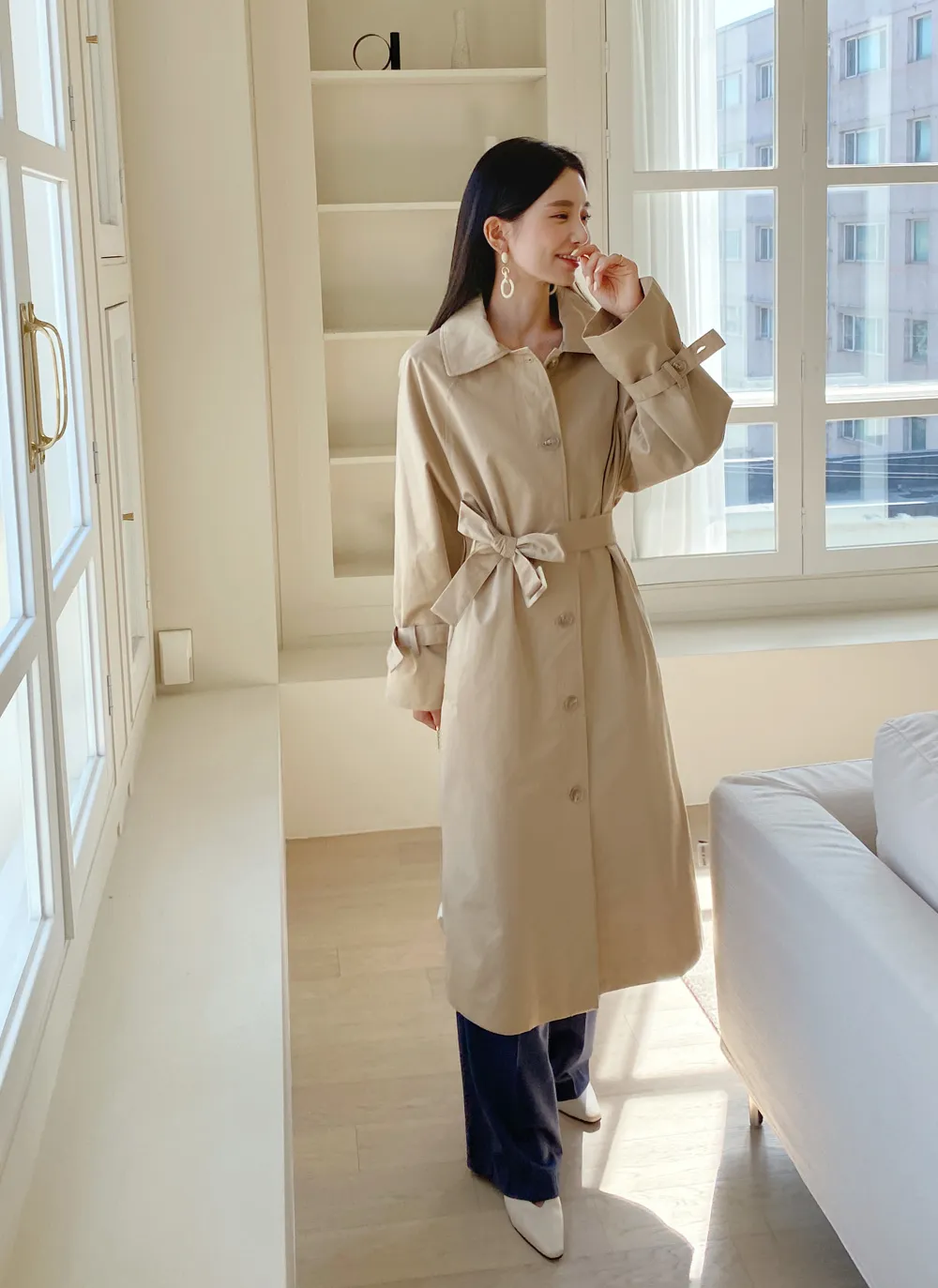 DINTトレンチコートベストノースリーブワンピースベージュタンクトップ  