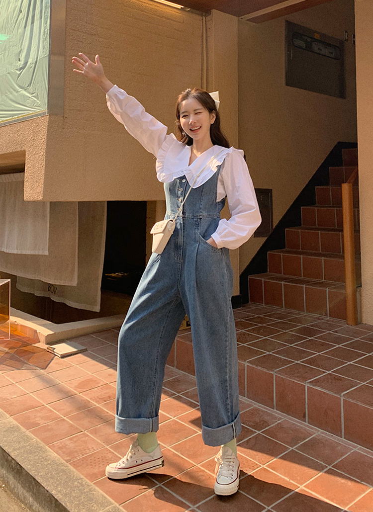 Vネックボタンデニムオールインワンパンツ P ジーンズ オールインワン レディースファッション通販 Dholic ディーホリック