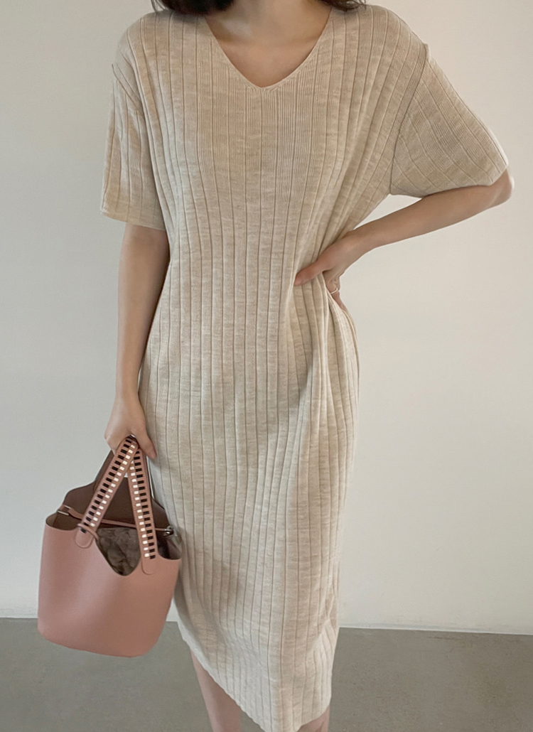 Vネックリブ半袖ニットワンピース P ワンピース ロングワンピース レディースファッション通販 Dholic ディーホリック Vネックリブ半袖ニットワンピース P ワンピース ロングワンピース レディースファッション通販 Dholic ディーホリック